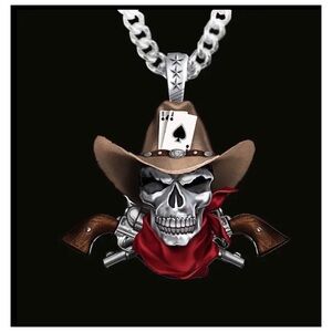 VINTAGE SKULL AND GUN NECKLACE